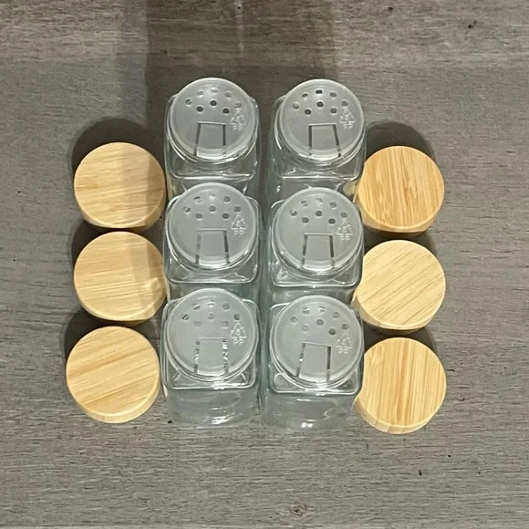 Set of 6 Glass Spice Jars with Bamboo Lids – 4 oz – Kitchen Storage Containers - Picture 3 of 3